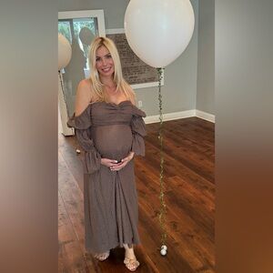 Worth Collective Corrine Tiered Sleeve Maxi Dress with Pockets in Mocha